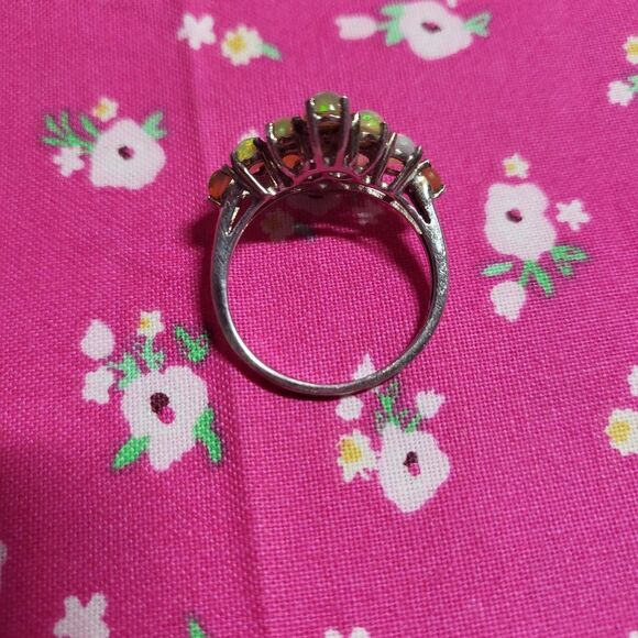 Ethiopian Welo Opal Sterling Silver Cluster Ring - Picture 5 of 7